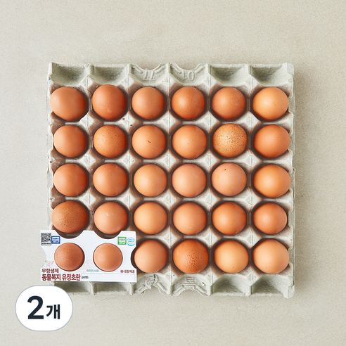 조인 동물복지 인증 무항생제 유정 초란 1.32kg, 2개, 30구