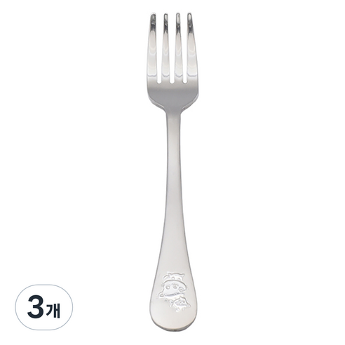 윌리브 아동용 토끼 고양이 샌딩 포크, 실버, 단품, 3개