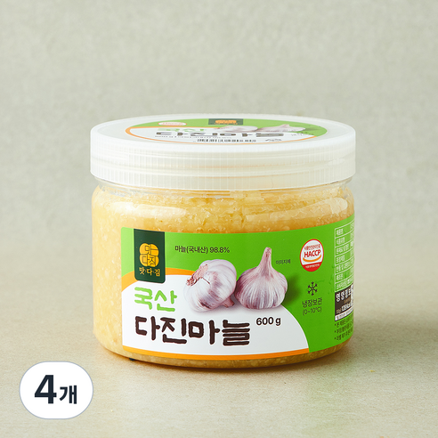 맛다짐 국내산 다진마늘, 600g, 4개