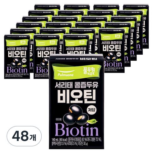 풀무원녹즙 저당 서리태 비오틴 콩즙두유, 48개, 140ml