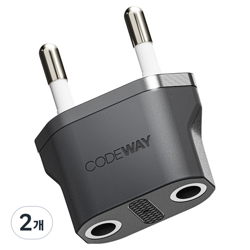 코드웨이 돼지코 220V 변환 유럽형 플러그, 43mm, 블랙, 2개