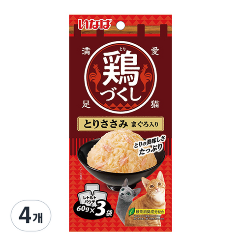 챠오츄르 고양이 치킨가득파우치 3p, 혼합맛(닭가슴살/참치), 180g, 4개