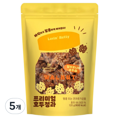 그린너트 바삭바삭 달콤한 프리미엄 호두정과, 5개, 120g