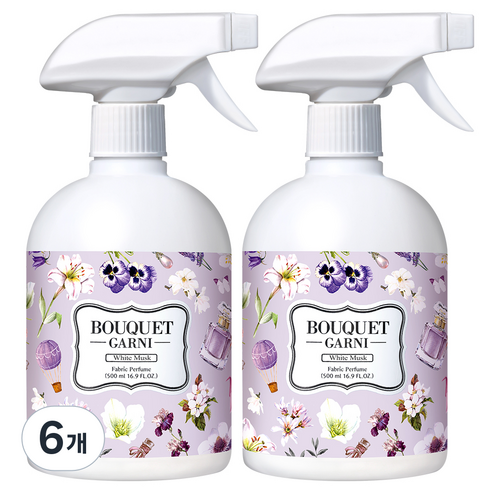 부케가르니 섬유탈취제 화이트머스크 본품, 500ml, 6개