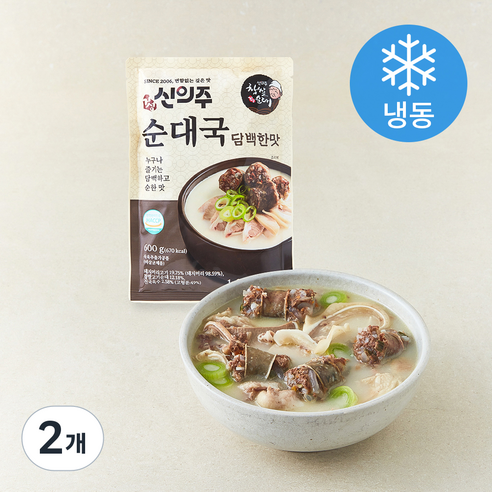 신의주 찹쌀순대국 담백한맛 (냉동), 600g, 2개
