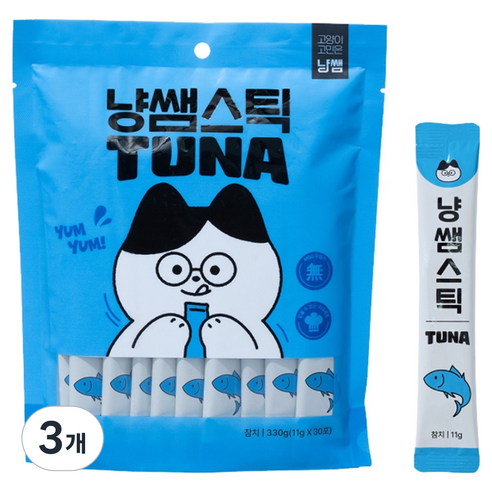 냥쌤 스틱 고양이 짜먹는 간식 30p, 330g, 3개, 참치