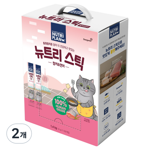 동원뉴트리플랜 고양이 뉴트리 스틱 100p, 혼합맛(참치/연어), 1.4kg, 2개