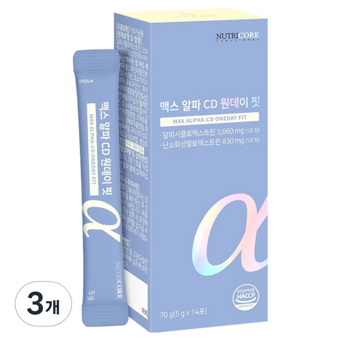 뉴트리코어 맥스 알파 CD 원데이 핏, 14회분, 3개