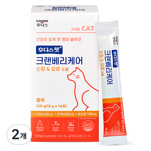 후디스펫 고양이 크랜베리케어 영양제, 210g, 신장, 2개