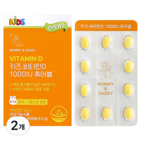 마미앤대디 키즈 비타민D 1000IU 츄어블 4.5g, 2개, 30정