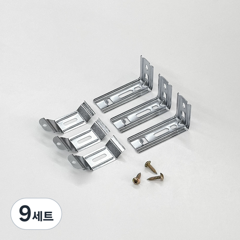 더원홈데코 우드 블라인드 설치 부속 ㄱ자 브라켓 6.8 x 3.7 x 2.7 cm + 스냅 6.3 x 2.5 cm + 목재 피스 19mm 세트, 메탈, 9개