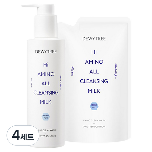 듀이트리 하이 아미노 올 클렌징 밀크 본품 200ml + 리필 200ml 세트, 400ml, 4세트