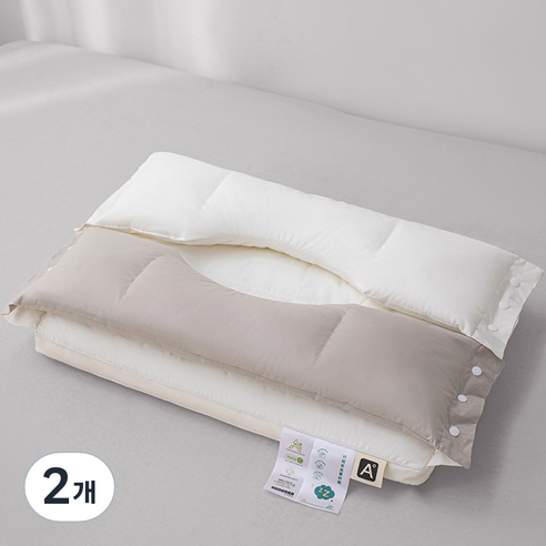 담소온 편안한 3in1 2단 목베게 850g, 크림 베이지, 2개
