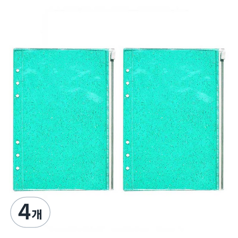 루카랩 6공 리필속지 글리터 PVC 지퍼백 그린, 1개입, 4개