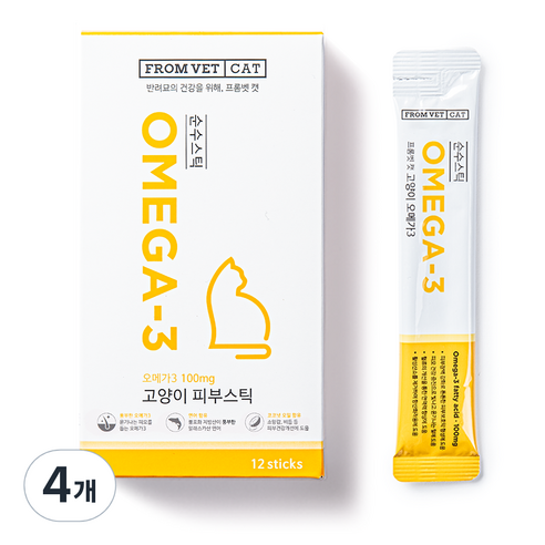 프롬벳 고양이 순수스틱 영양제, 12회분, 피부/피모, 4개