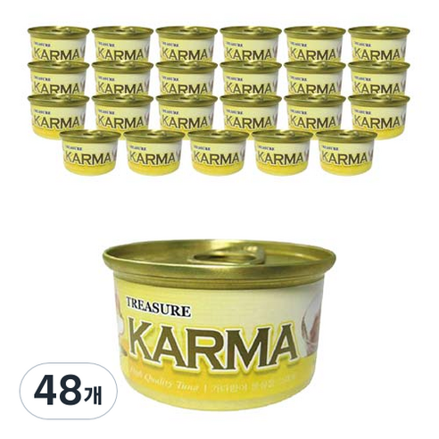카르마 고양이 원형 캔, 가다랑어 + 새우, 80g, 48개
