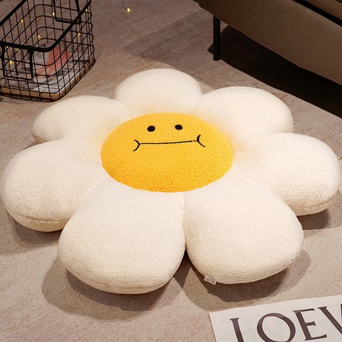 아트조이 스마일 데이지 등받이 쿠션, 흰꽃잎 A