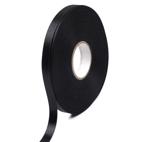 포포팬시 뭉구 프리미엄 유광 단면 공단 리본 10mm, 10 검정, 1개, 45m