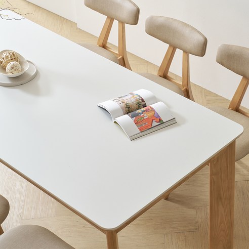 보니애가구 교체용 세라믹 포세린 식탁 테이블 상판 스몰라운드 1800 x 850mm 방문설치, 뮤즈 화이트, 6인용