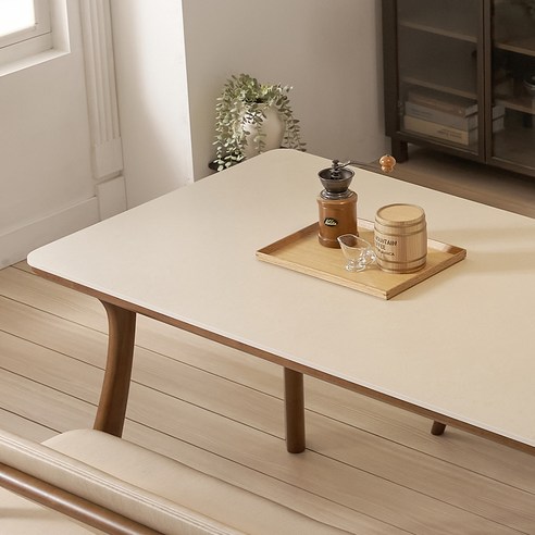 보니애가구 교체용 세라믹 포세린 식탁 테이블 상판 스몰라운드 1800 x 800mm 방문설치, 로코코베이지, 6인용