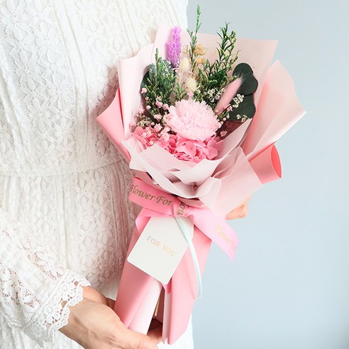 모리앤 러브유 카네이션 생화 프리저브드 꽃다발 박스, 핑크