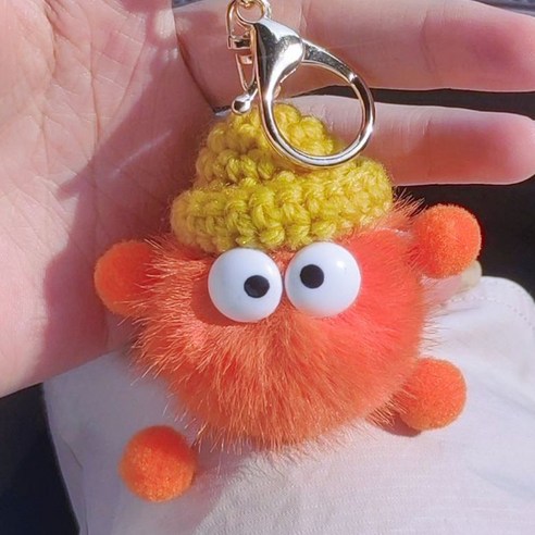 다다랜드 먼지뭉치 인형 키링, 6cm, 오렌지, 1개