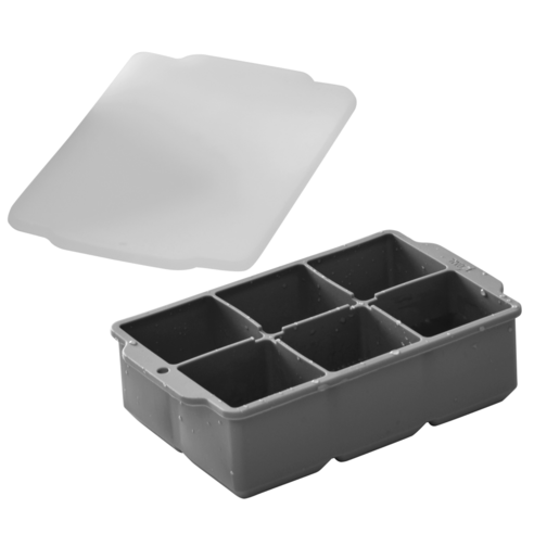 벤듀라 실리콘 4.8cm 6구 사각 왕 얼음틀, 그레이, 1개