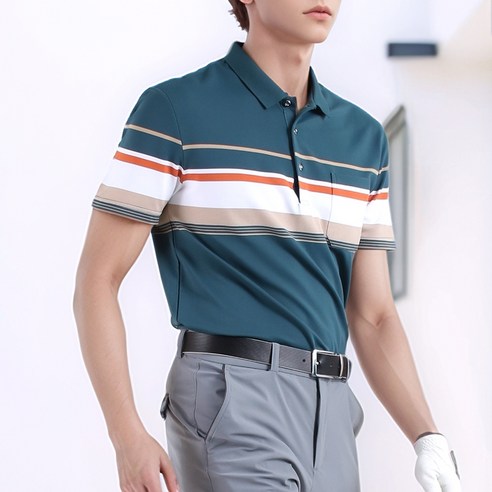 보이투맨 남성용 배색 순면 반팔 카라넥 티셔츠 NTP102