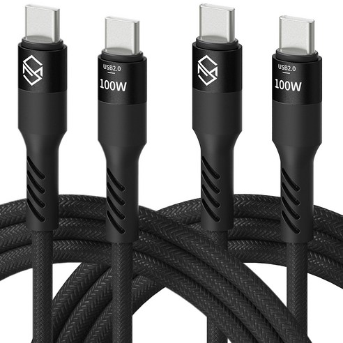 신지모루 C타입-C타입 단선방지 100W PD 초고속충전 케이블, 1m, 블랙, 2개