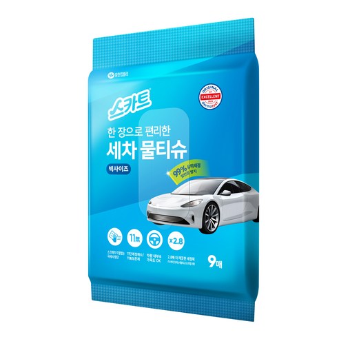스카트 유한킴벌리 한 장으로 편리한 세차 물티슈 화이트 이미지 2
