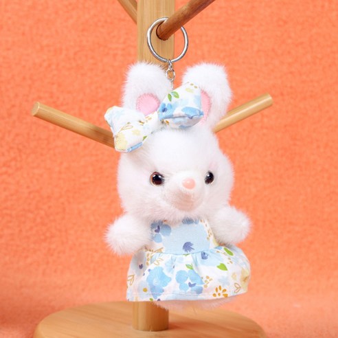 아이끌레 플라워 스커트 토끼 봉제인형 키링, 15cm, 블루, 1개