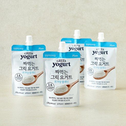 술골 임실치즈마을 짜먹는 그릭 요거트 무가당 플레인, 120g, 4개, 1개입