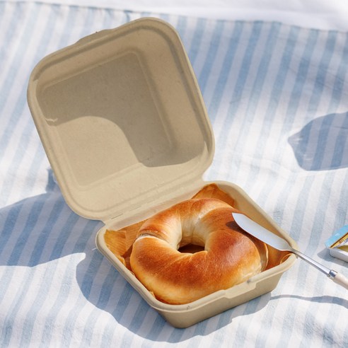 펄프 햄버거 용기 브라운 이미지 2