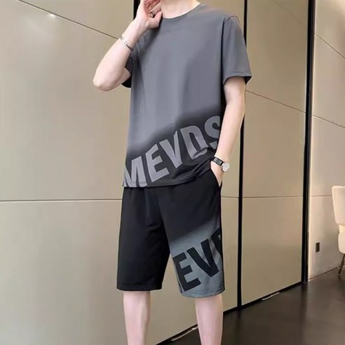 besteffie 제이티엘 남성용 시그니쳐 레터링 반팔 + 반바지 세트