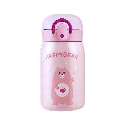 홈애니 해피베어 원터치 보온보냉병, 핑크, 250ml, 1개