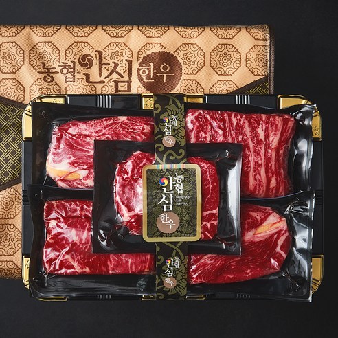 농협안심한우 1등급 등심 200g 2p + 안심 200g + 채끝 200g + 갈비살 200g (냉장), 1세트