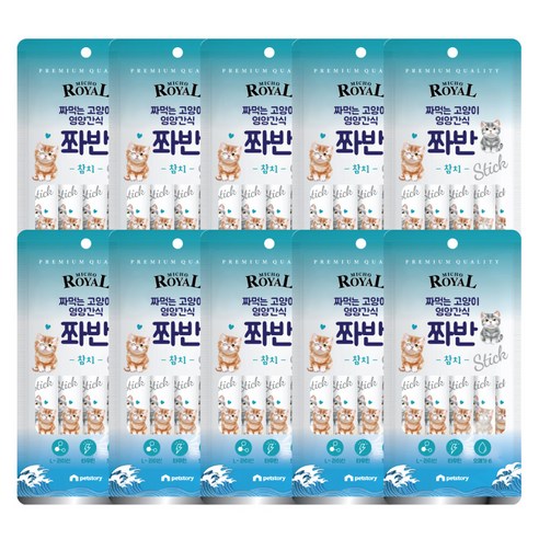 펫스토리 고양이 프리미엄로얄 미쵸 쫘반 가수분해단백질 짜먹이는간식 5p, 참치, 75g, 10개