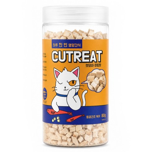 캣모아 고양이 대용량 동결건조 간식 큐트릿, 80g, 1개, 북어맛