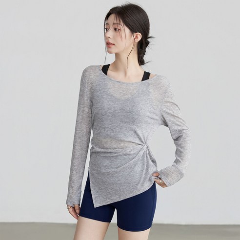 씨오브비 여성용 루즈핏 경량 롱슬리브 커버업 티셔츠