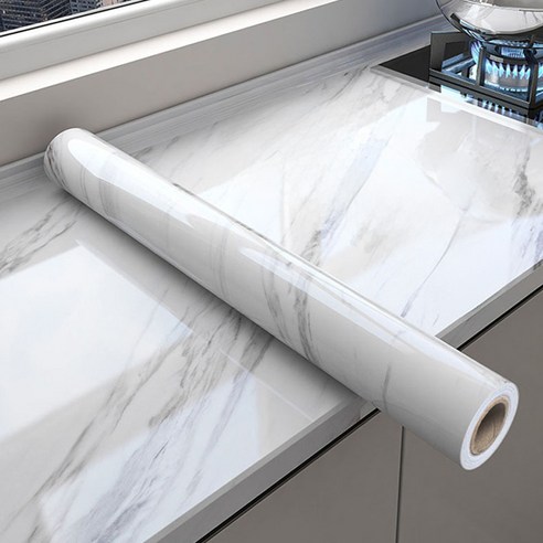 연하 기름때 방지 방수 알루미늄 대리석 패턴 시트지, 60cm x 5m, 2개