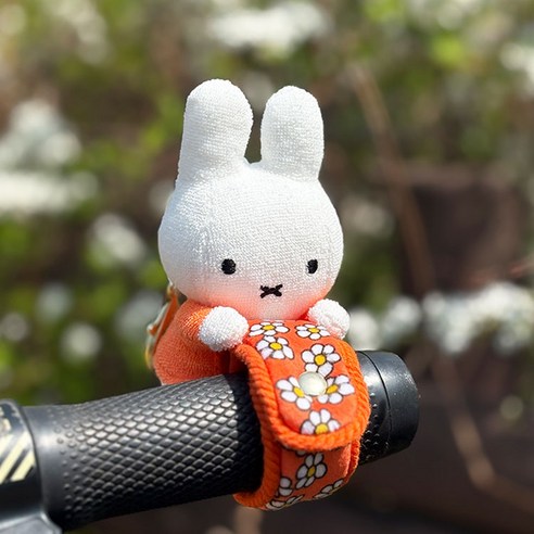 매니어리틀 미피 꽃무늬 키홀더 인형, 11cm, 오렌지, 1개