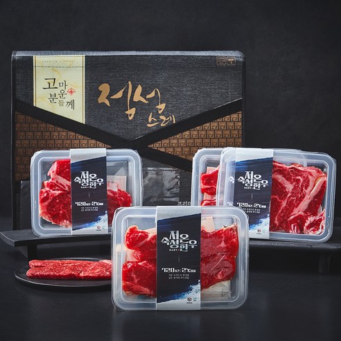저온숙성한우 1+등급 등심 200g x 2개 + 채끝 200g x 2개 선물세트 (냉장), 1세트