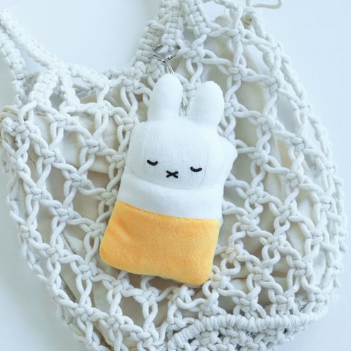 미피 이불 덮은 키링인형, 10cm, 옐로우, 1개