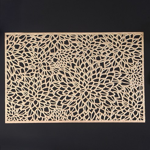 한봄누리 직사각 꽃무늬 펀칭 장식 PVC 테이블 매트, 골드, 2개, 45 x 30 cm