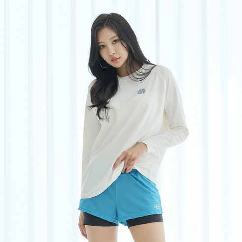 데이닉 여성용 에센셜 오버핏 긴팔 래쉬가드 상하의 세트