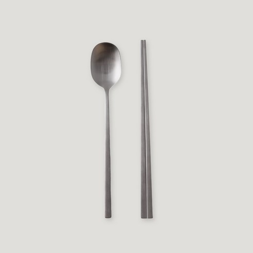 소소모소 플랫 스텐 수저 세트, 실버, 1세트, 숟가락 + 젓가락