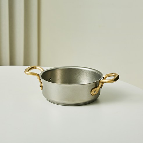 sambonet 2人份1965復古電磁爐手柄不鏽鋼砂鍋, 1個, 20cm, 灰色+ 金色