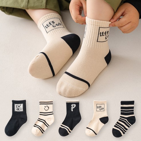 시너싹스 아동용 모노링글 패션 양말 5족 세트