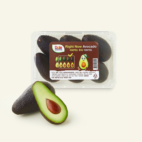 Dole 칠레산 Right Now 바로먹는 후숙 아보카도, 1kg, 1개