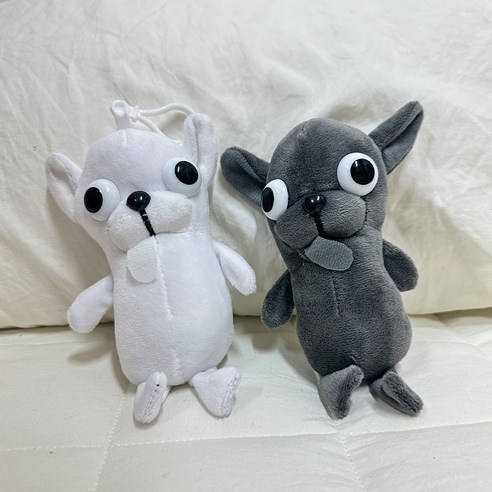 다다랜드 메롱하는 치와와 키링 2종 세트, 화이트, 그레이, 1세트, 16cm